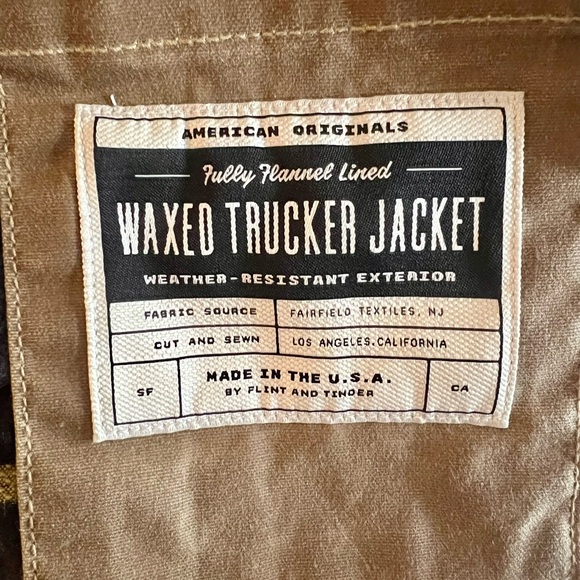 Flint and Tinder: Flannel-Lined Waxed Trucker Jacket - Picture 6 of 7